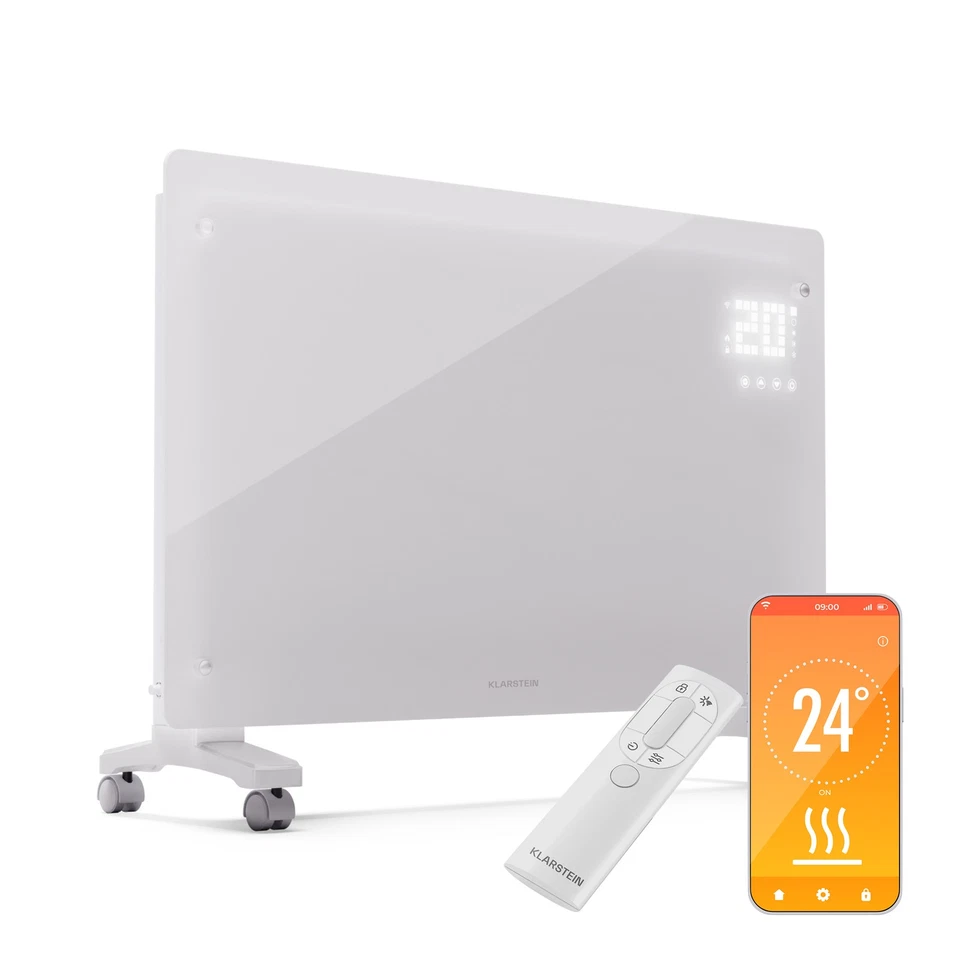 KLARSTEIN Konvektor Heizung 2500W 40m² Elektroheizung WiFi Alexa Heizkörper Heizgerät Weiß