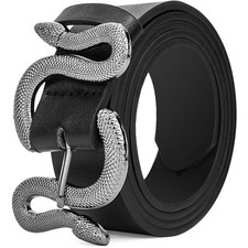 Snake Belt Black Women Belts for Women 31-39 inches Black Women's Leathers Belt