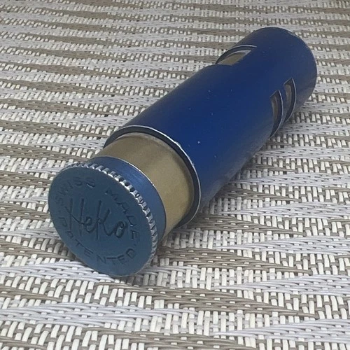 Vintage Round Squeeze Blue "Heko" Pipe Lighter,  Swiss Made