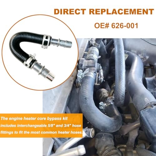 626-001 Upgraded Aluminum Engine Heater Core Bypass Kit with 5/8” & 3/4” Hose 