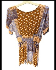 Forever 21 Bandanna Print Retro Summer Mini Dress Short Cuff Sleeve Casual Small