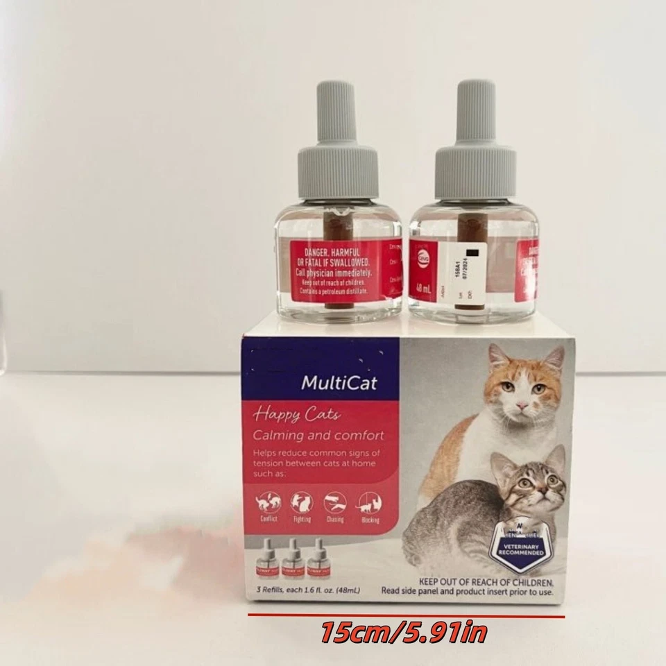 Paquete/Caja de 3 nuevas feromonas calmantes FELIWAY MultiCat, recarga de 30 días 48 ml cada una Foto 2 de 4
