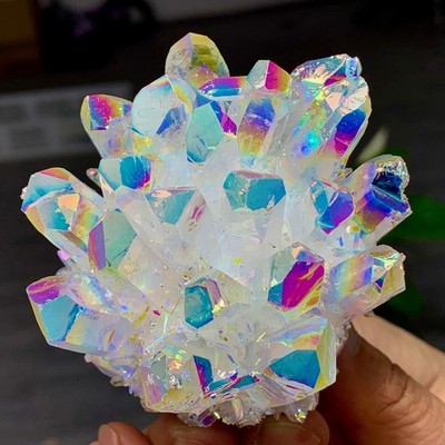 249G Angel Aura Quartz Titanium BismuthSiliconcluster Rainbow Crystals Stone