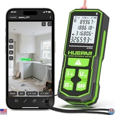 Huepar 330Ft Digital Laser Distance Measure - Rechargeable, Bluetooth, 1/16"