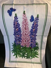 Paine Products Floral Lupines & Butterflies 100% Cotton Dish Towel 16.5x 27.5”