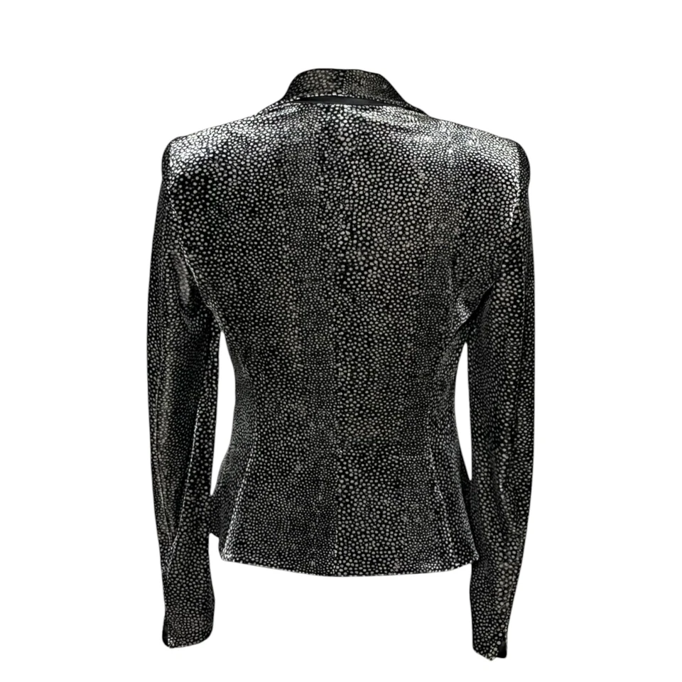 Armani Collezioni Jacket Women's 6 Black Silver Micro Dot Velvet Velour Blazer - Image 4 of 4