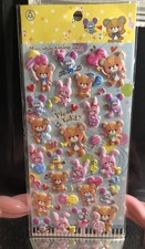 Japan Kawaii Picot Teddy Rabbit Mouse Puffy 3D Sticker Vintage Rare Htf