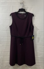 Tommy Hilfiger Women's Purple Dress Black Trim Tie Waist Sleeveless NWT Size 14