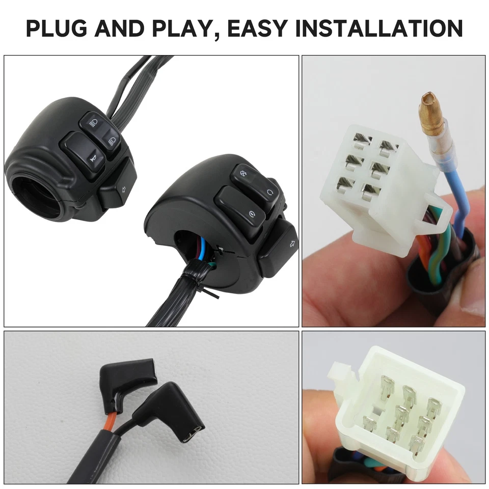 Empuñaduras de manillar negras de 1" para motocicleta con interruptores carcasa de control para Harley Foto 4 de 4