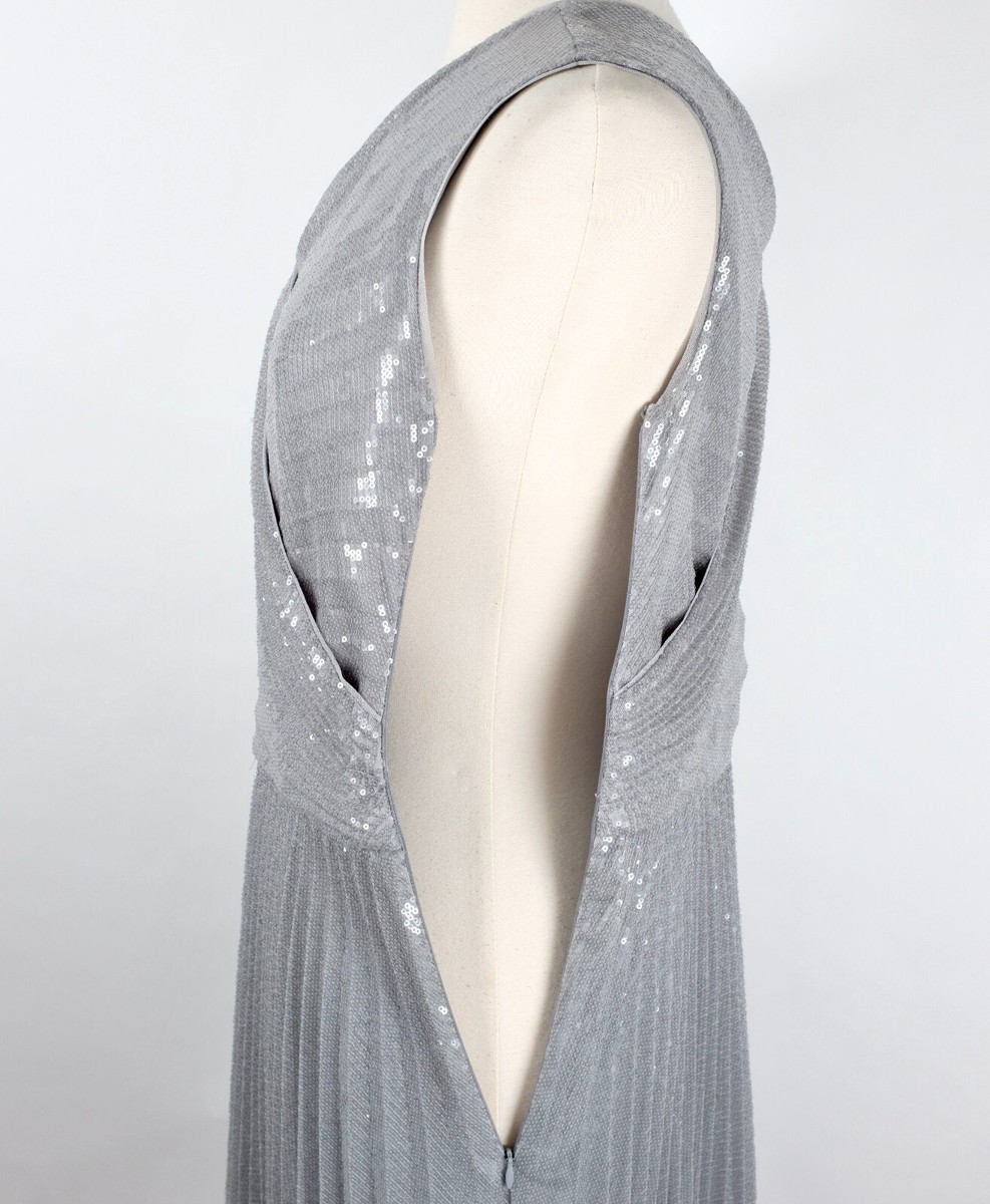Ralph Lauren Purple Label 14 ( fits 8 ) dress silver pleated