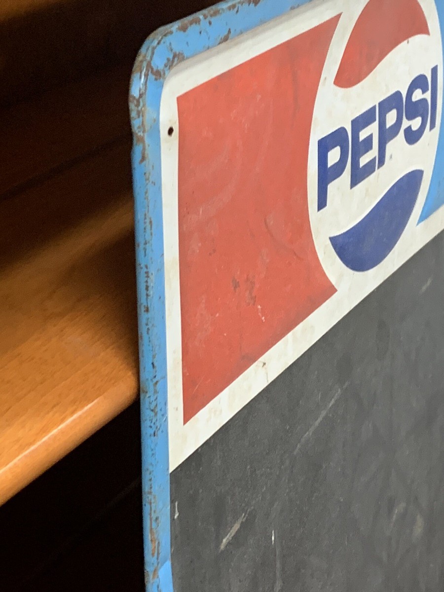 1974 VTG Metal Pepsi Cola Chalkboard Menu Sign Embossed