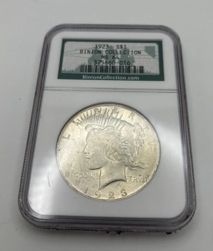 1923 $1 Binion Collection Peace Dollar MS 64