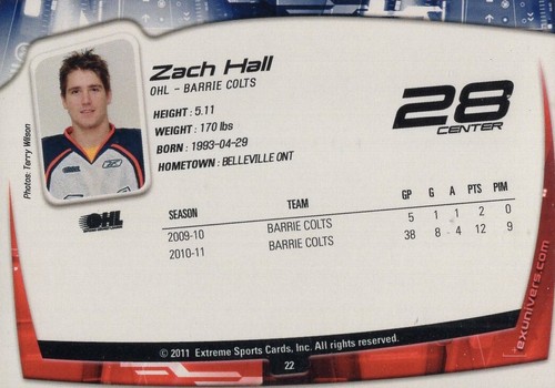 2011/12 Barrie Colts - ZACH HALL - Picture 2 of 2