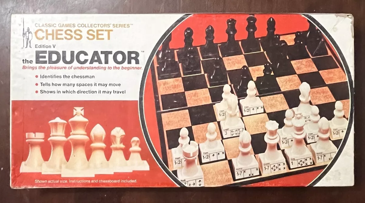 Collectors' Series Edition V Educator Chess Set + Wooden Checkers Learn To  Play