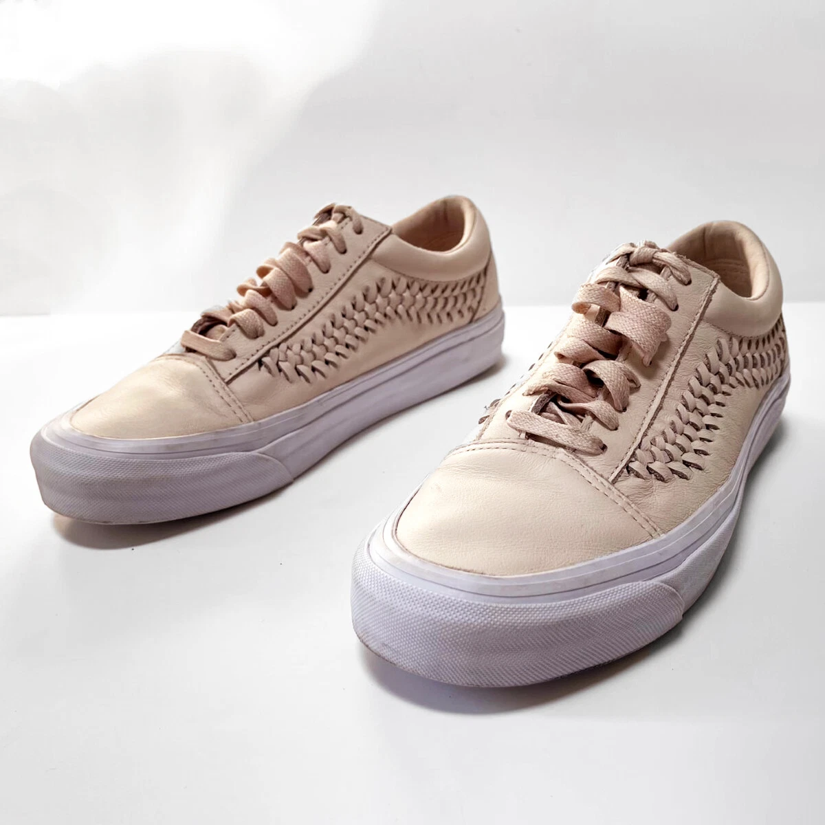 aanplakbiljet Versterken voor de hand liggend VANS Old School Blush Pink Leather Weave Womens 9.5 Sneakers 721277 RARE |  eBay