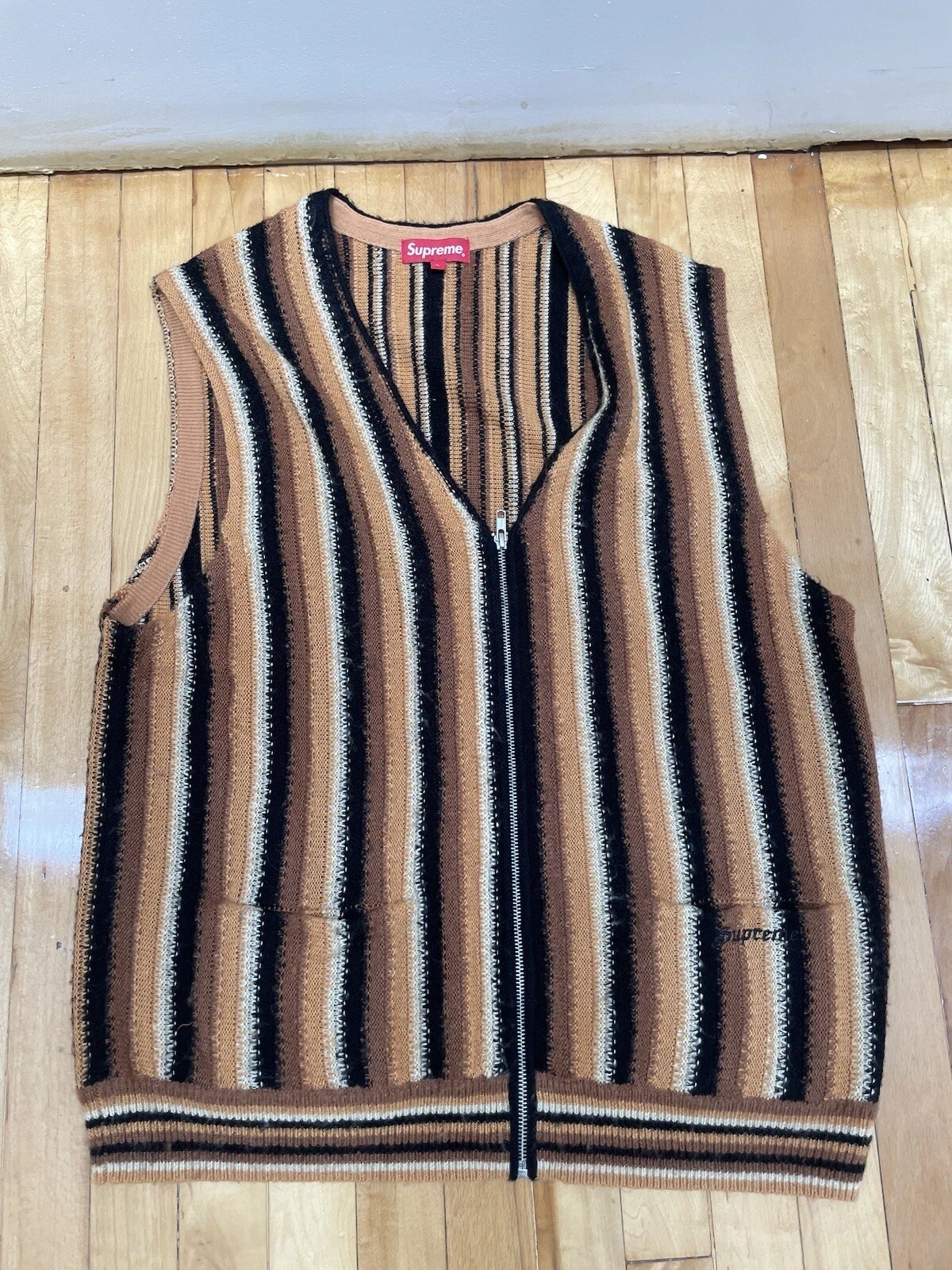 Gilet pull dépouillé Supreme marron (L)