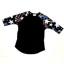 EUC LulaRoe Kids Sloan Raglan Sleeve Size 6 Black w/Stars RarePrint Patriot