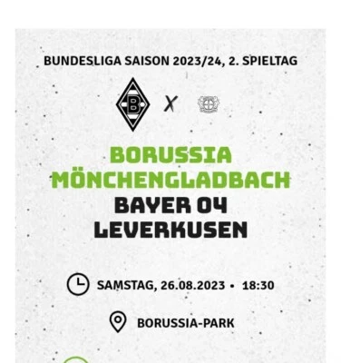 Borussia Mönchengladbach gegen Bayer Leverkusen 1ticket Nordkurve Block19  - Bild 1 von 2