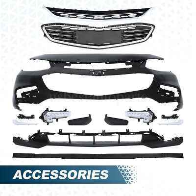 Front Bumper Cover w/ Valance Grill Grille Fog light Trim For Chevy Malibu 16-18