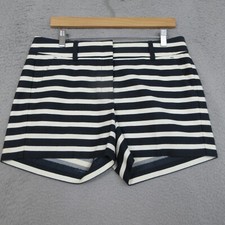 Ann Taylor Shorts Women 6 Blue Cream Nautical Stripe Chino Preppy Summer Vacay
