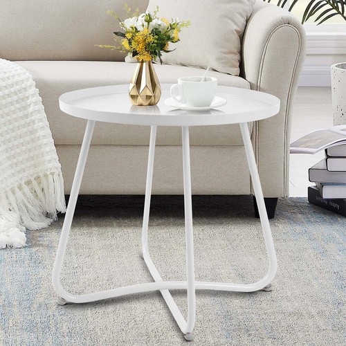 Outdoor Side Tables Small Round Metal End Table Portable Indoor for Patio Yard - Picture 23 of 70