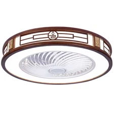 22" Invisible Ceiling Fan with Light and Remote LED Semi Flush Mount Chandelier