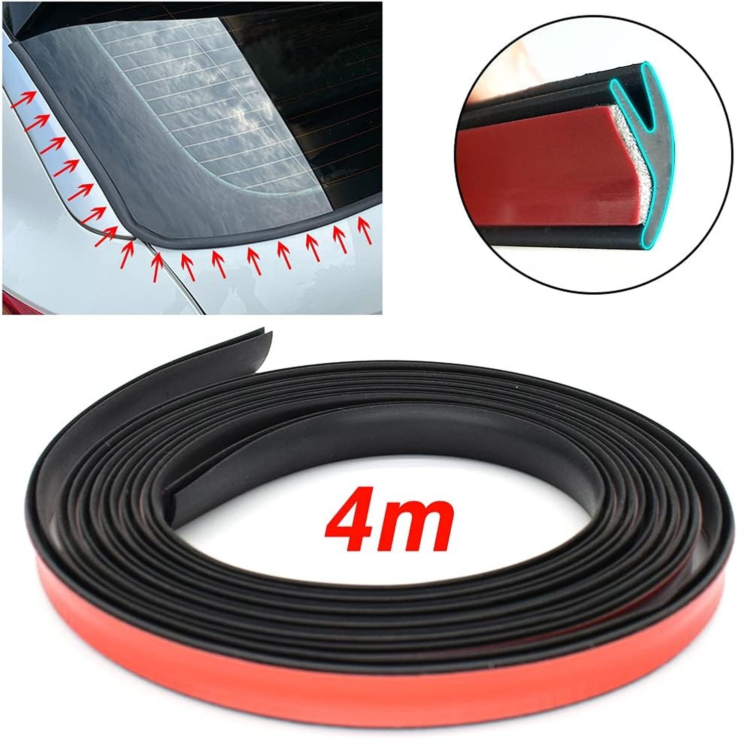 AUTOXBERT 4M/13Ft Automotive Weather Stripping Rear Windshield Seal Trim Univ...