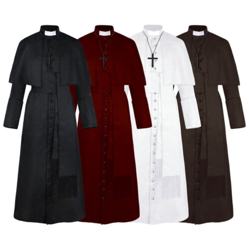 Priest Robe w/ Cross Cosplay Costume Pastor Halloween Suit Carnival Party Outfi/ - Picture 1 of 14