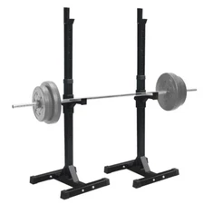 2PCS Adjustable Rack 40"-67" Steel Squat Barbell Bench Press Stands Max 550Lbs