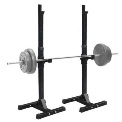 2PCS Adjustable Rack 40''-67'' Steel Squat Barbell Bench Press Stands Max 550Lbs