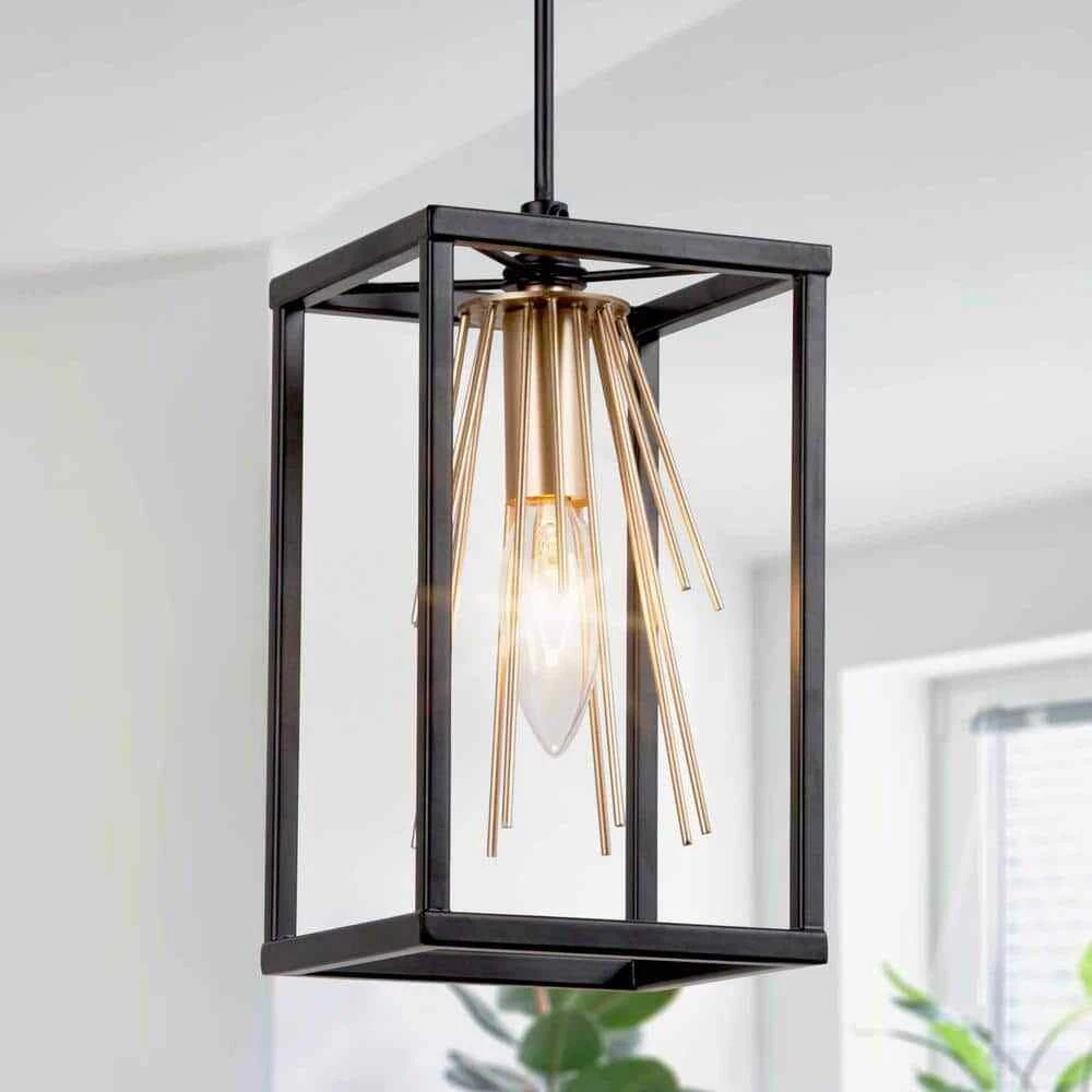 Black and brass lantern cheap pendant