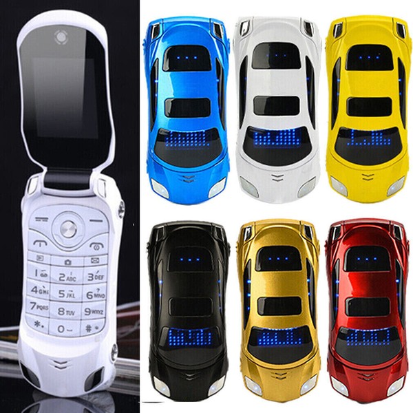 Metal Unlocked Mini Flip Sports Car Model Mobile Cell Phones Dual Sim BT Gifts - image 1