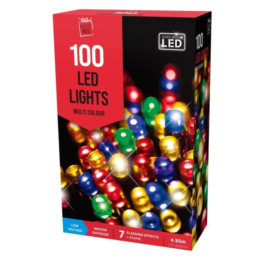 100 Multicolour LED Fairy Lights Christmas Tree 5m Length 8