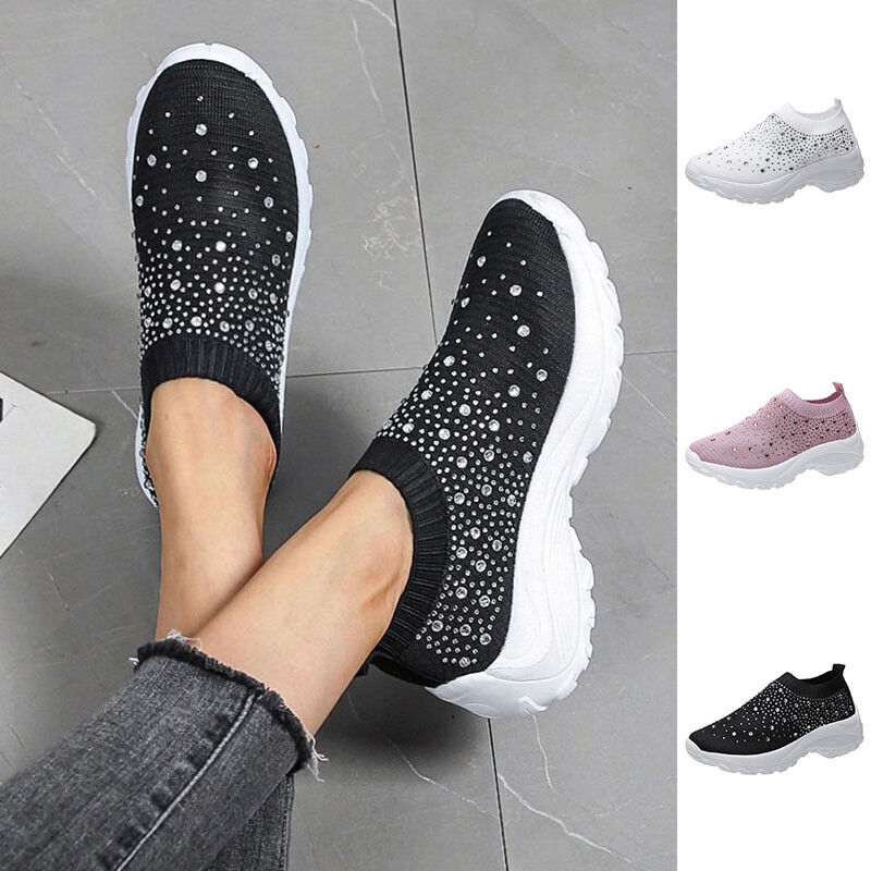 knitted slip on trainers womens