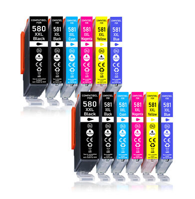 12 Tintenpatronen PGI580 CLI581 für Canon TS8352a