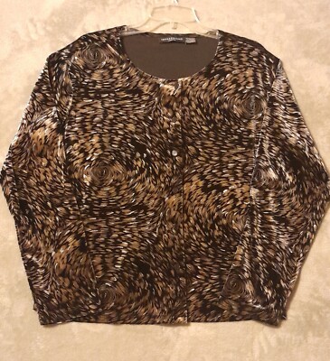 Impressions Lifestyle Button Up Jacket Women's 1X Black/Gold Velvet Long Sleeve