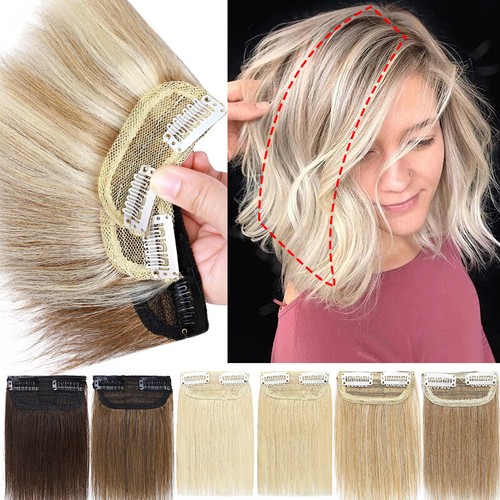 Blonde 100% Real Remy Human Hair Extensions Clip In Short Hair Piece Mini Pads T - Picture 1 of 19