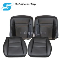 Fit For 03-07 Honda Accord 4-Door Front Top / Bottom Leather Seat Cover Black US