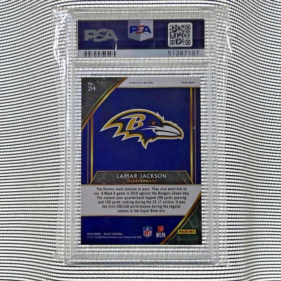 2019 Panini Select #214 LAMAR JACKSON Field Level Silver Prizm MINT PSA 9 MVP - Image 3 of 3