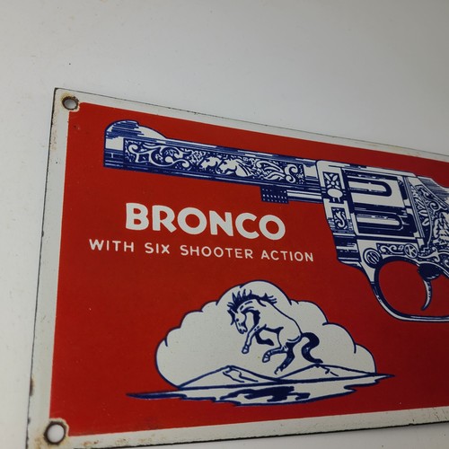 Vintage Bronco Kilgore Toys Schild - Porzellan Werbung Laden Zapfsäule Schild - Bild 4 von 15