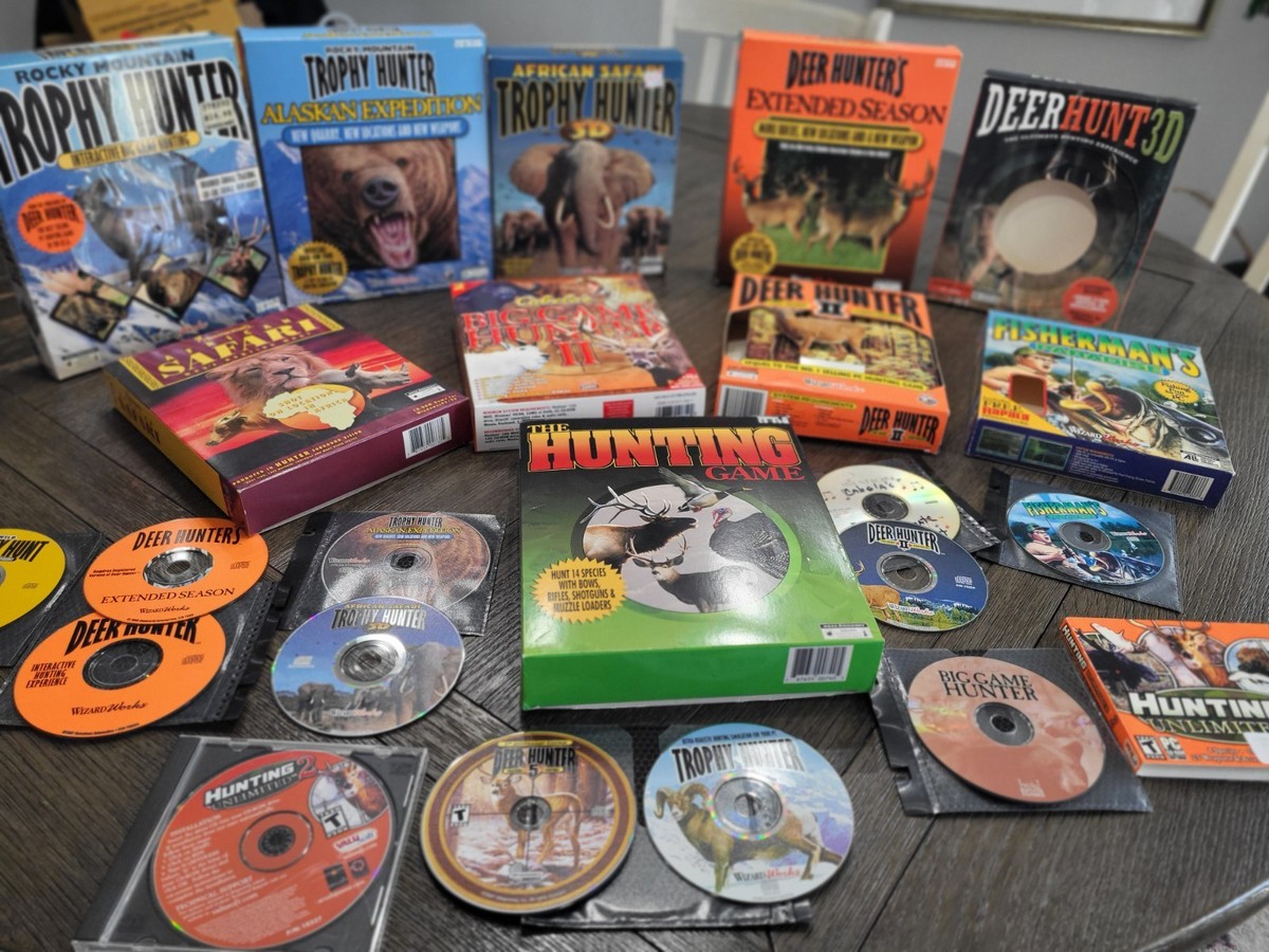 Lot of 10+ Boxes Vintage CD-ROM PC Hunting Games All In Great