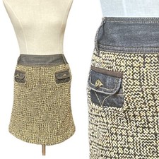 Dolce & Gabbana Tweed Skirt Size 6 Brown Wool Blend Vintage 90's