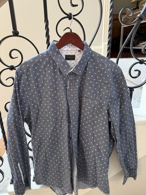 Seven 7 Diamonds Mens long Sleeve Button Up Size Large Blue White Pattern Shirt
