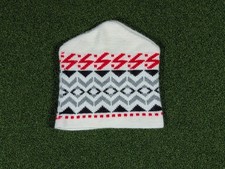 Vintage USA Made Wool Knit White Black Red Beanie Ski Hat Men’s Women’s