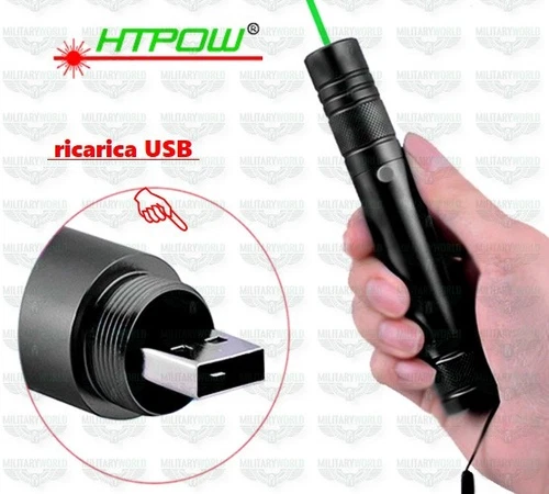 LASER VERDE PROFESSIONALE CLASSE III 532NM  100MW CON ATTACCO USB
