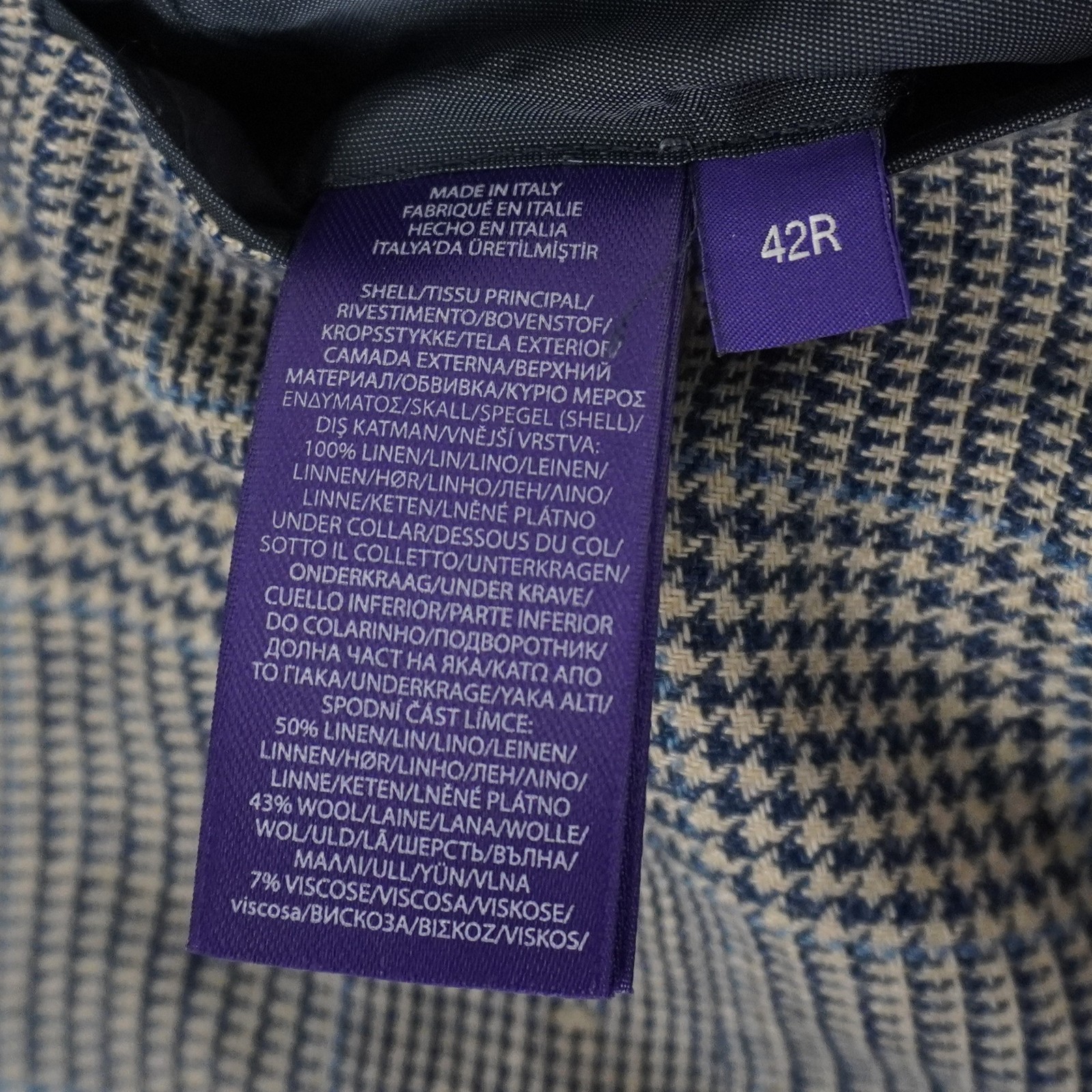 Ralph Lauren Purple Label Kent Glen Plaid Linen Sport Coat Navy - Men's 42R image 10