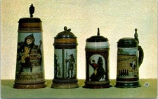 Wm. Schwartz Collection, German Mettlach STEIN MUGS Advertising Chrome Postcard