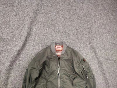 Chaqueta de bombardero universitaria americana Schott NYC vintage verde militar - Imagen 1 de 4