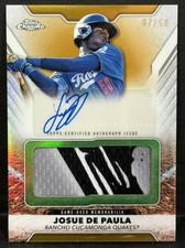 2025 Topps Chrome Pro Debut Baseball Quakes Josue De Paula Patch Auto Gold /50