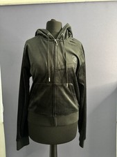 Image of Juicy Couture Velour Zip Hoodie Black Stud Logo Women’s Size L BNWT